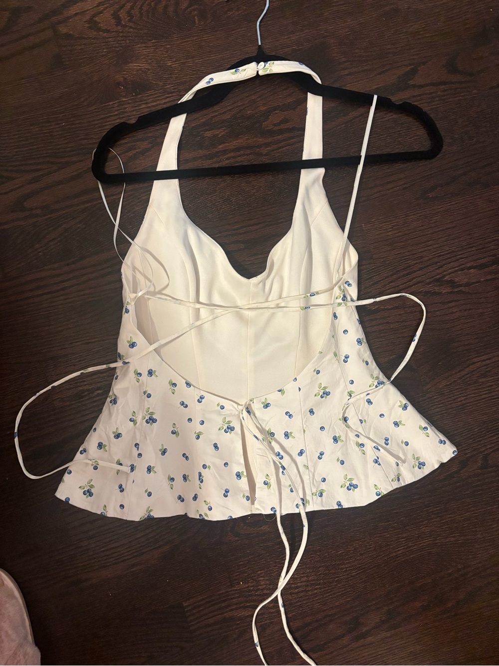 Zara White Floral Tie-Back Peplum Cami